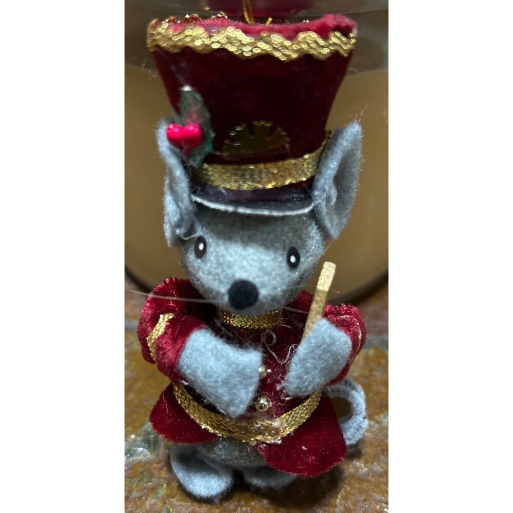 Kurt S. Adler 1993 Felt Mouse & Wooden Nutcracker Christmas Ornaments